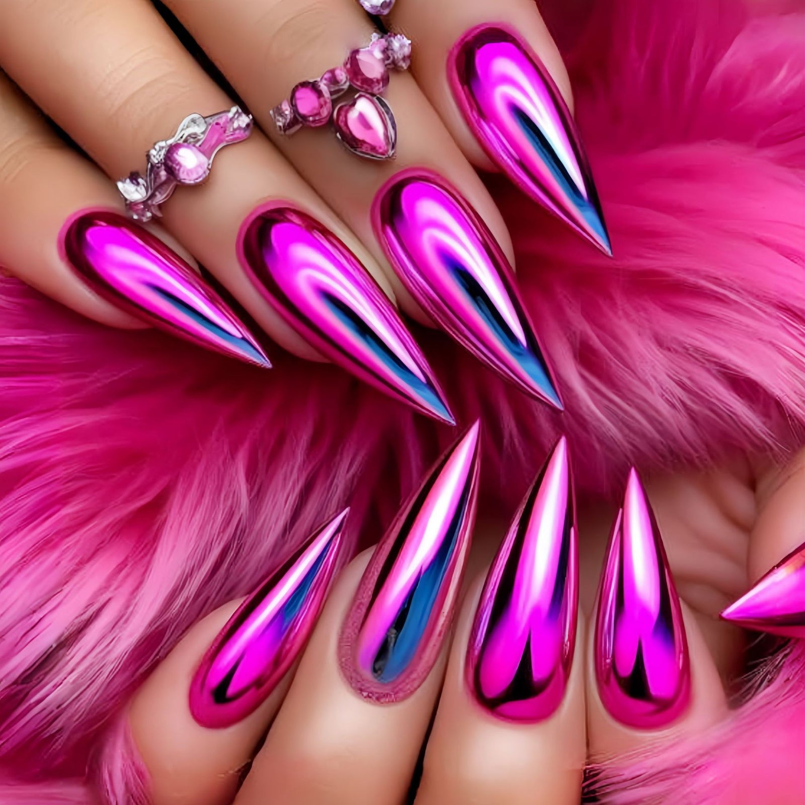 24pcs/Set Purple Ombre Chrome Press-On Nails
