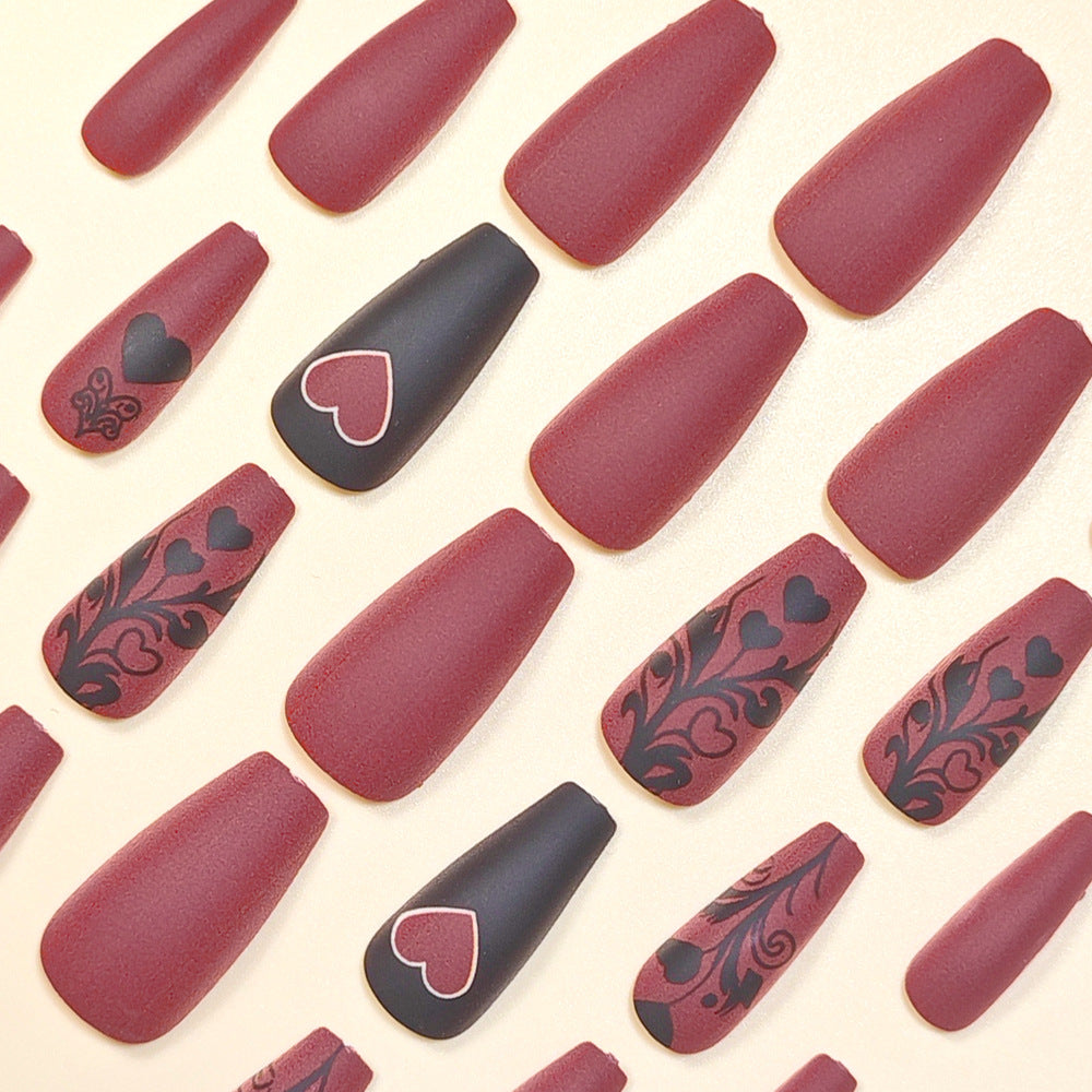 24pcs/Set Hearts & Flowers Press-On Nails