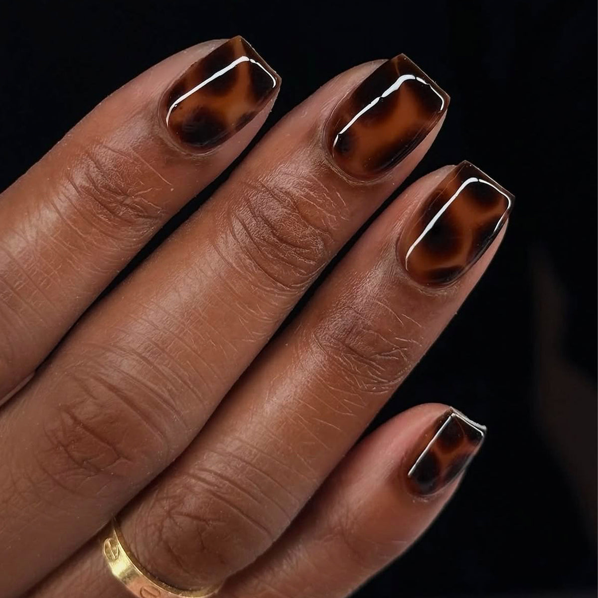 24pcs/Set Tortoiseshell Leopard Print Press On Nails