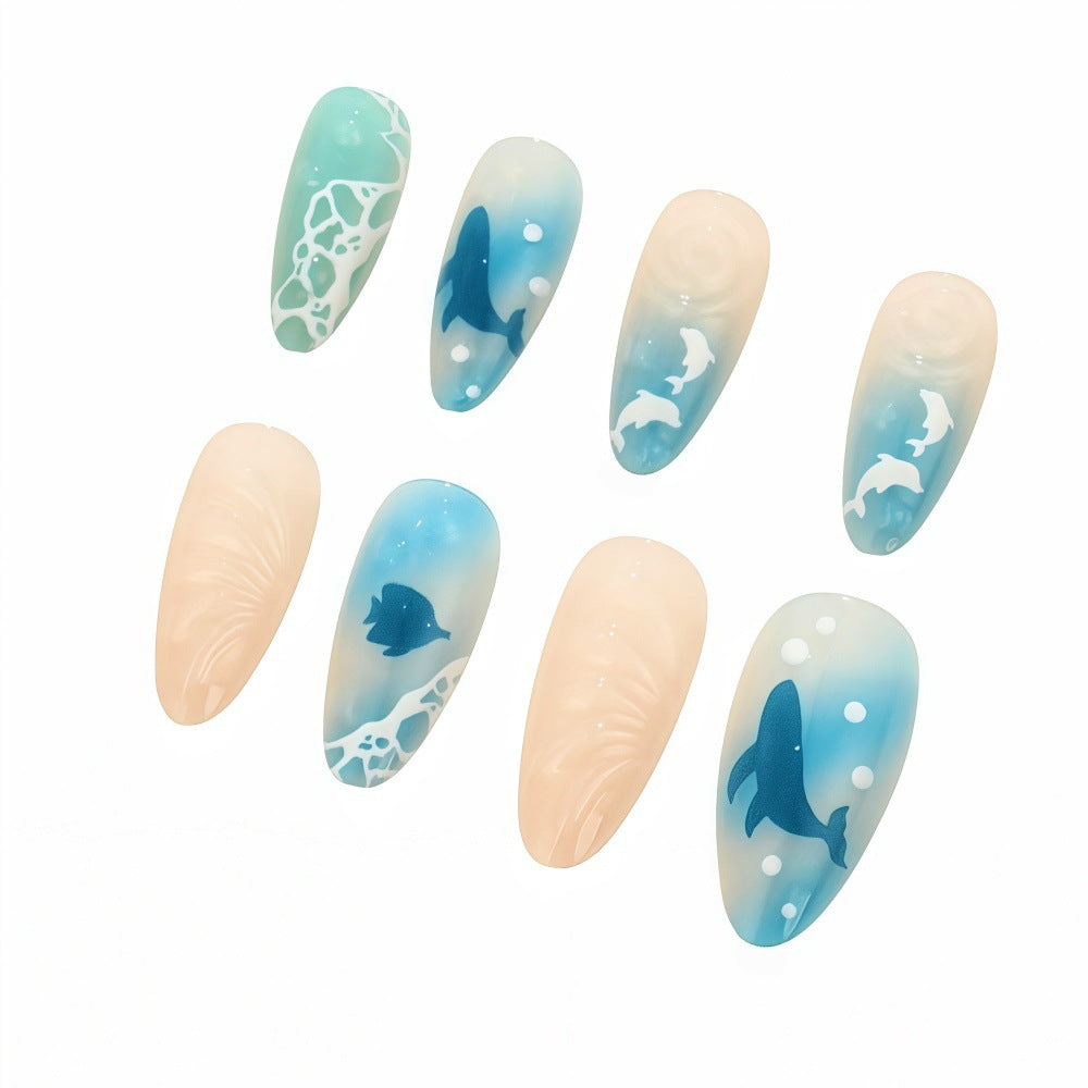 24pcs/Set Ocean Gradient Press-On Nails