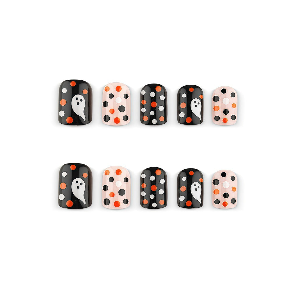 24pcs/Set Ghost Polka Dots Press On Nails