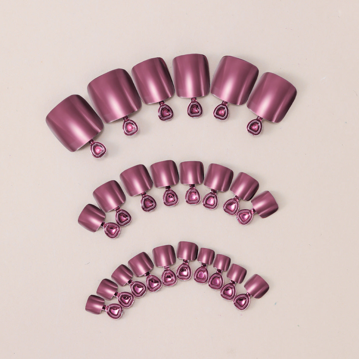 24pcs/Set Hot Pink Chrome Press On Toe Nails