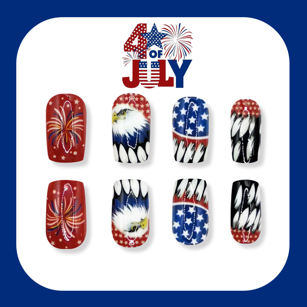 24pcs/Set Stars Eagle and Feathers Press-On Nails