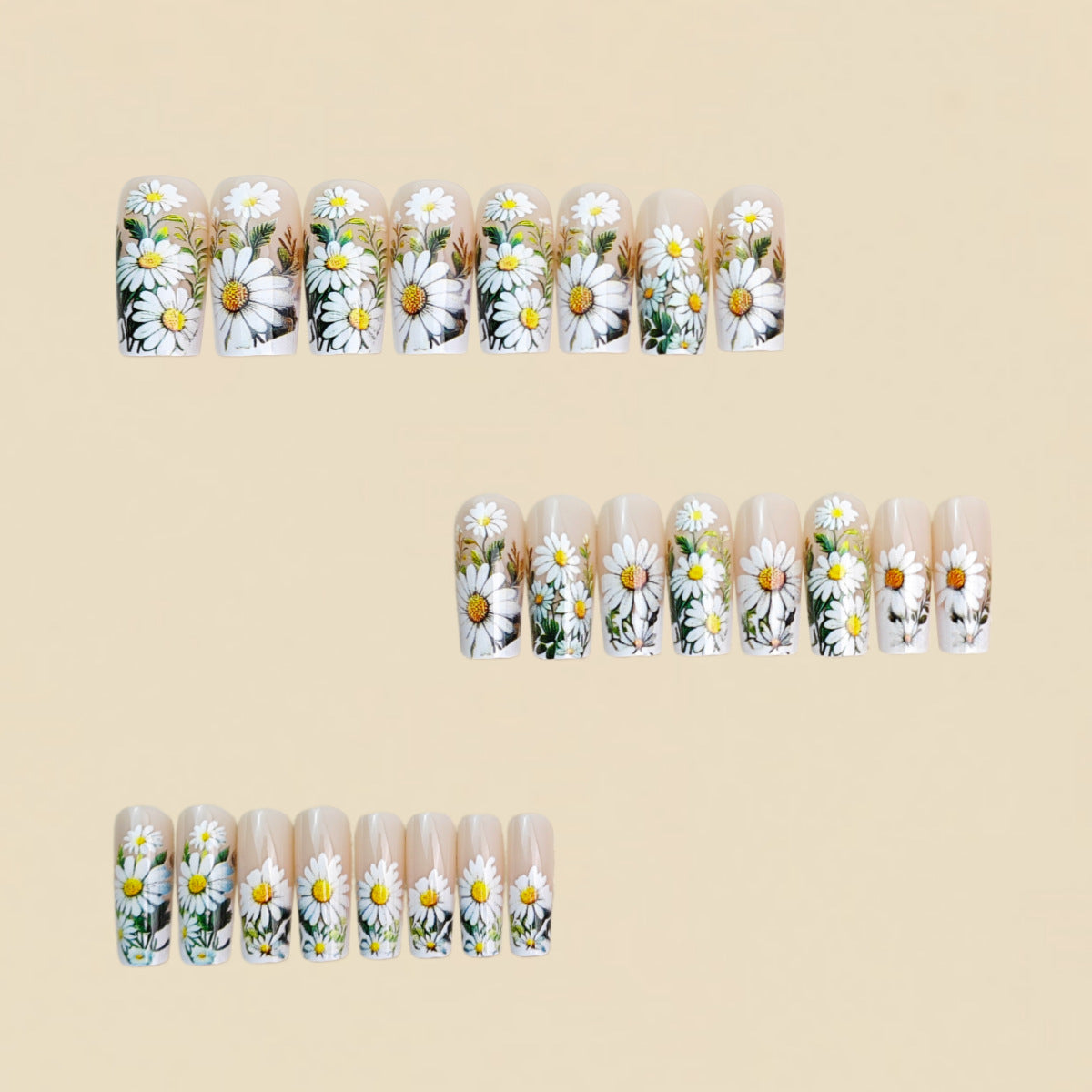 24pcs/Set Nude Daisy Press-On Nails