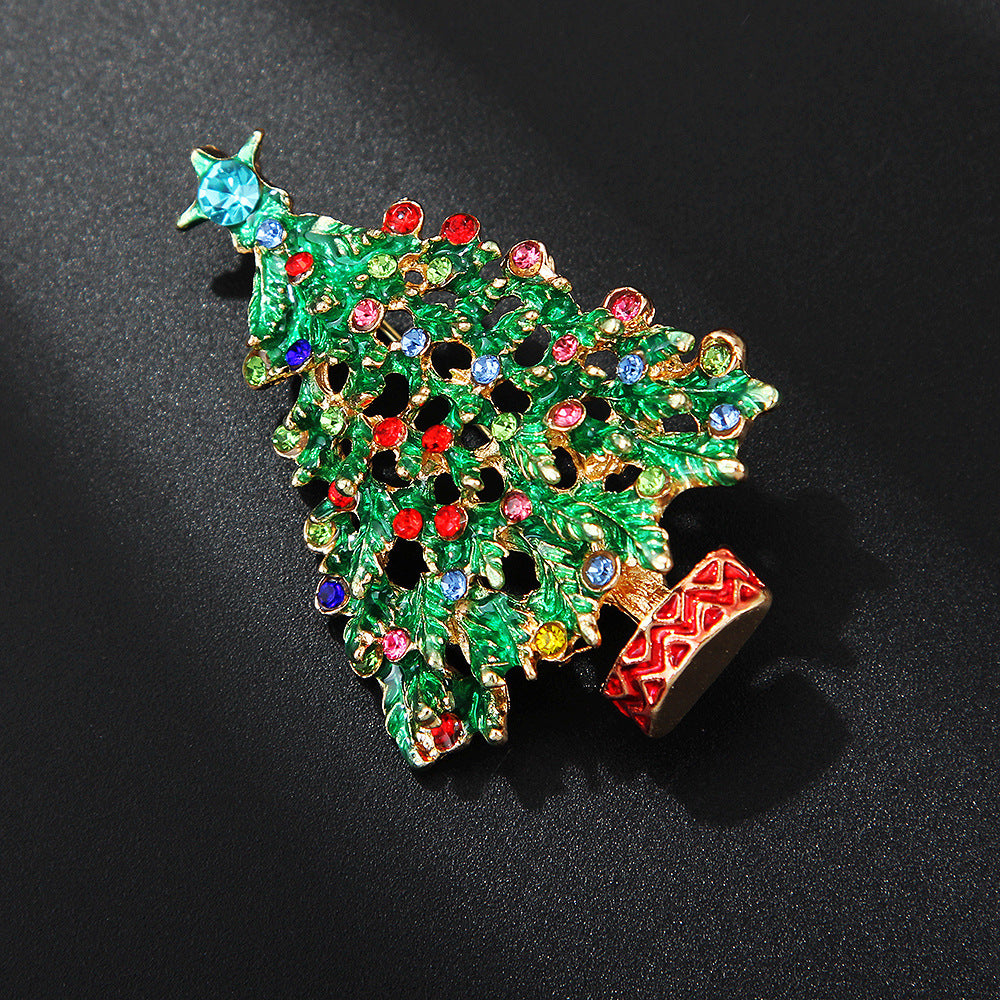 Christmas Tree Rhinestone Brooch