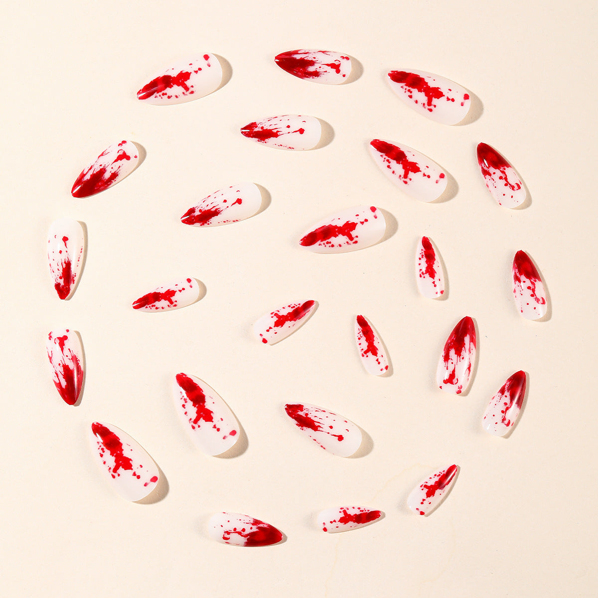24pcs/Set Almond-Shaped Blood Drip Press On Nails