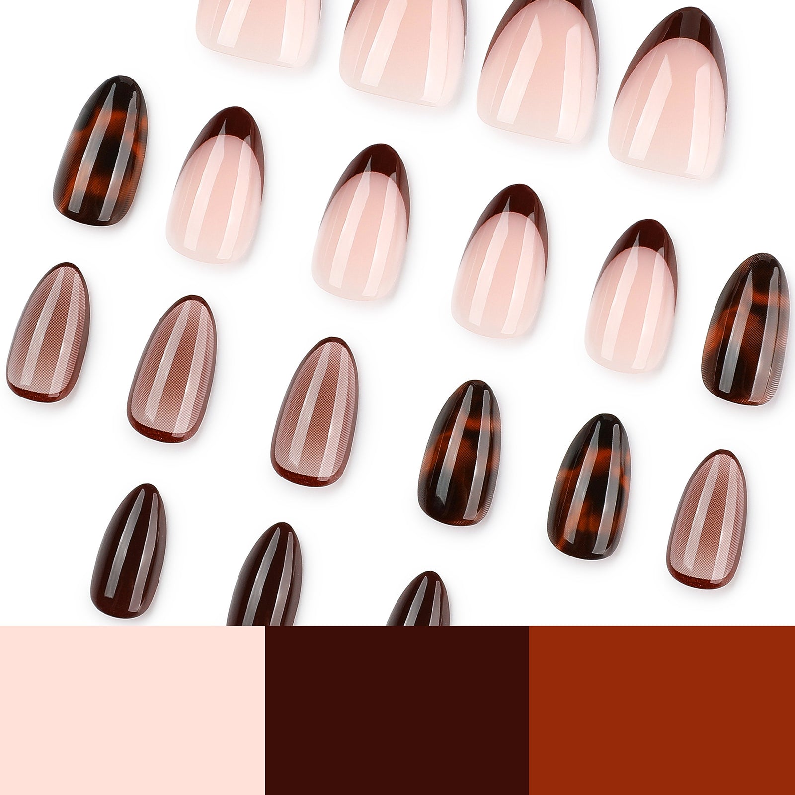 24pcs/Set Tortoiseshell Leopard French Press On Nails