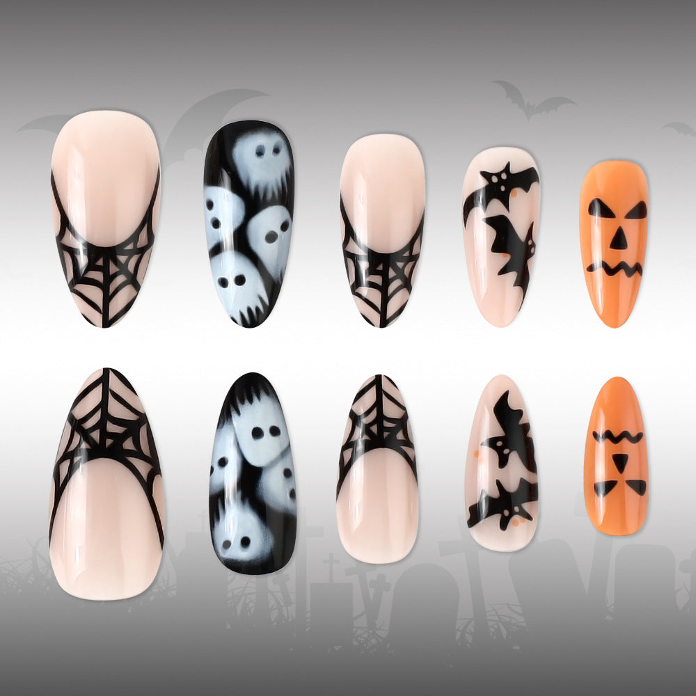 24pcs/Set Ghost Bat Pumpkin Press-On Nails
