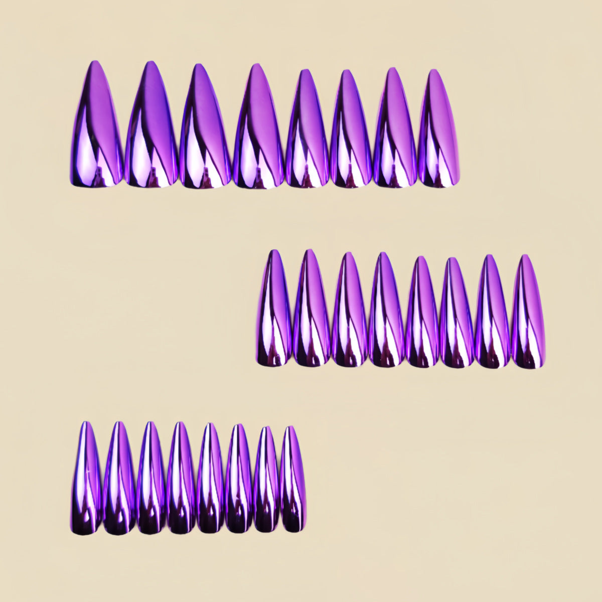 24pcs/Set Purple Chrome Press-On Nails