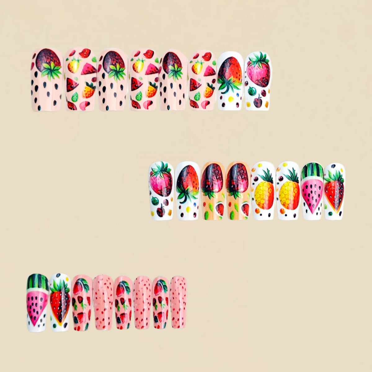 24pcs/Set Colorful Summer Fruit Press-On Nails
