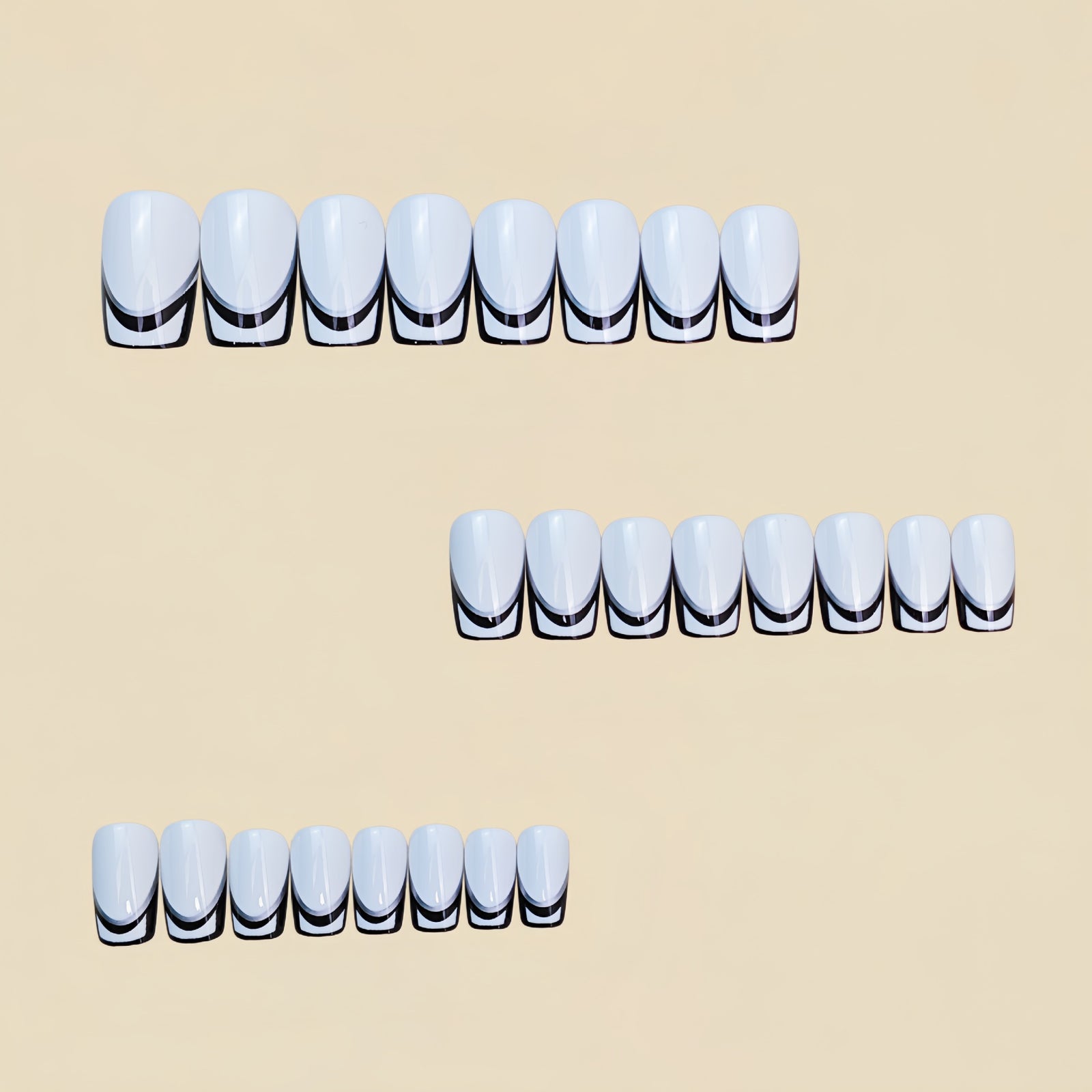 24pcs/Set Black & White French Tips Press-On Nails