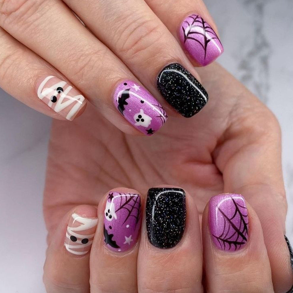 24pcs/Set Ghost, Bat & Mummy Press On Nails