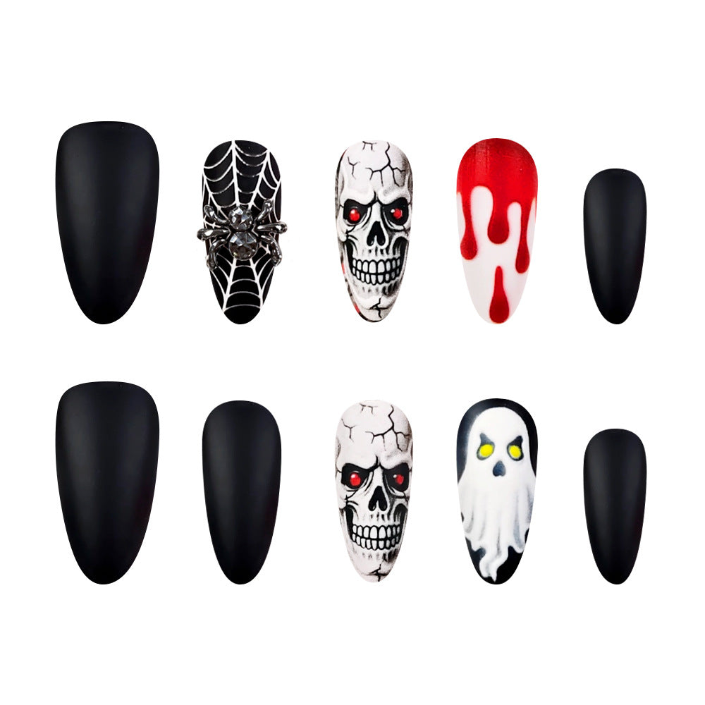 24pcs/Set Bloody Spider Skull Press On Nails
