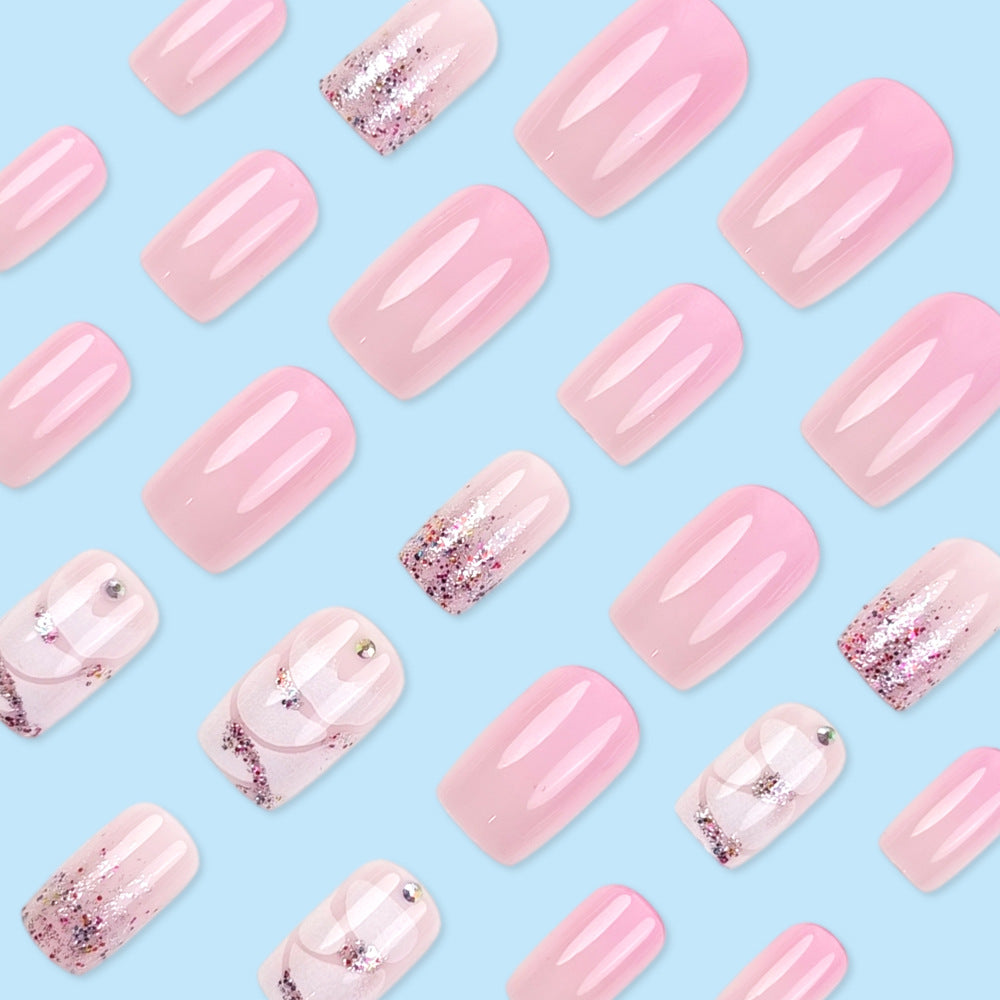 24pcs/Set Pink Sakura Ombre Press-On Nails
