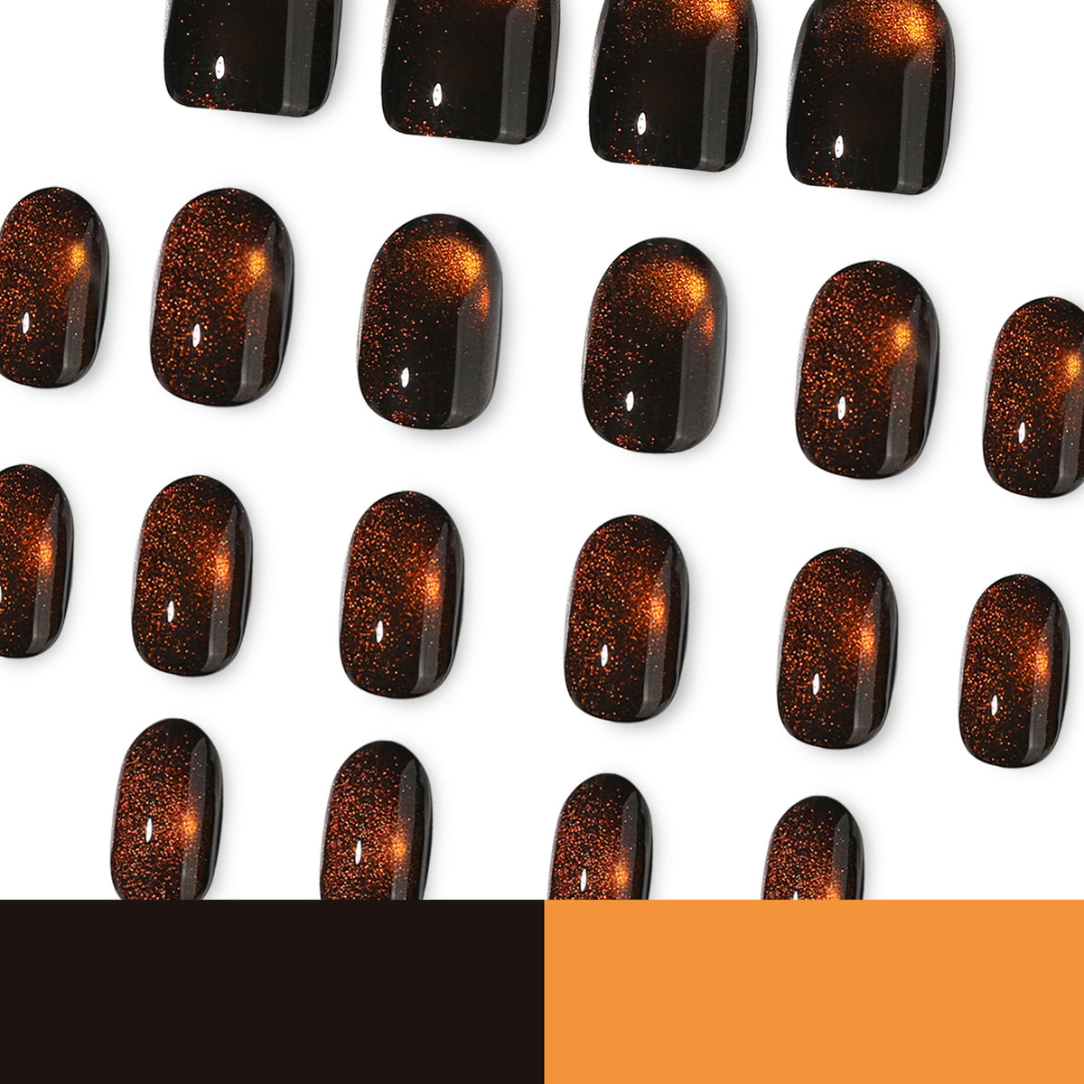 24pcs/Set Brown Cat Eye Press On Nails