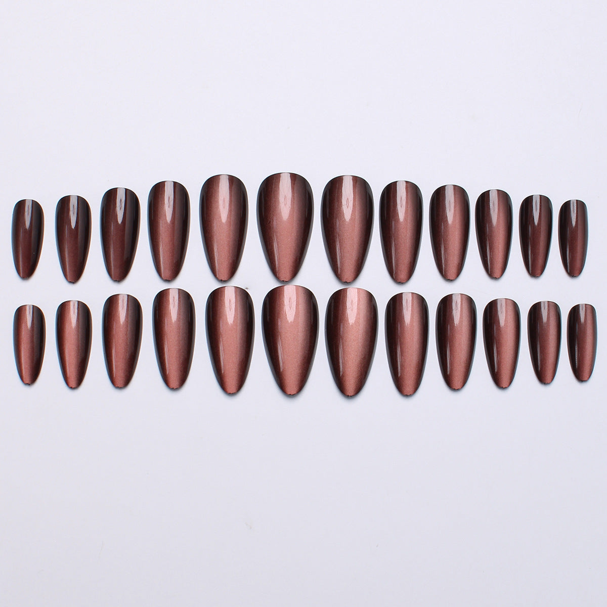 24pcs/Set Light Brown Cat Eye Press-On Nails