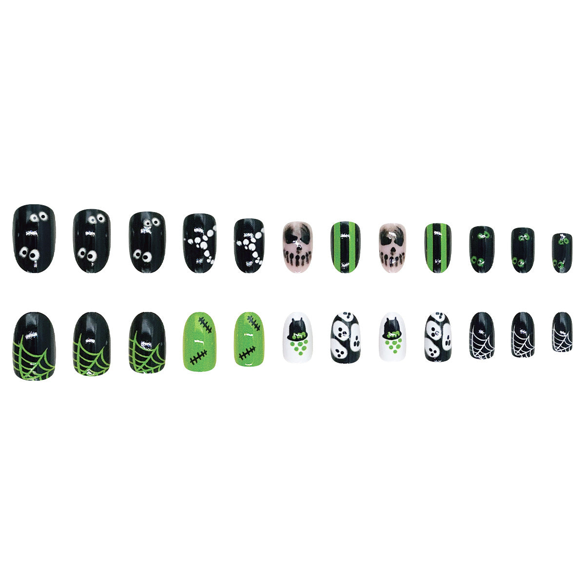 24pcs/Set Spooky Ghost Faces Press On Nails