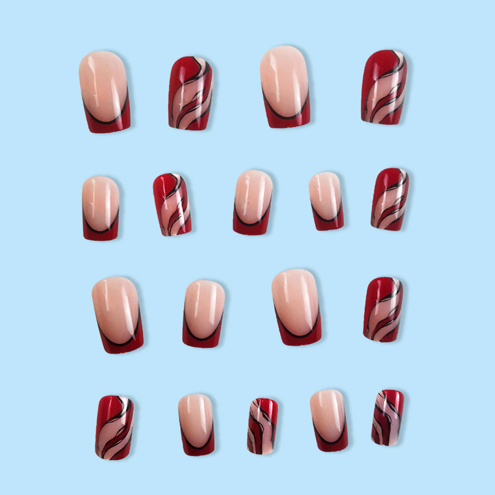24pcs/Set Red French Tips Press-On Nails
