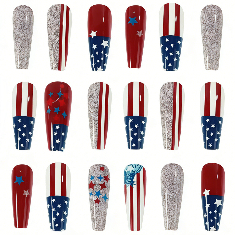 24pcs/Set Statue of Liberty with Flag Press-On Nails