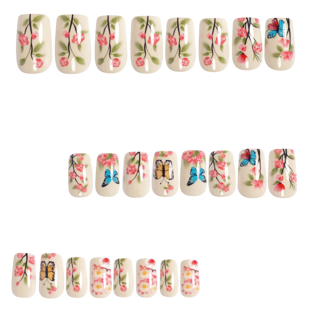 24pcs/Set Butterfly & Floral Press-On Nails
