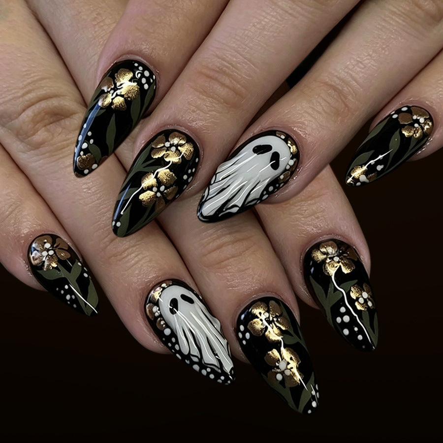 24pcs/Set 3D Ghost Floral Press-On Nails