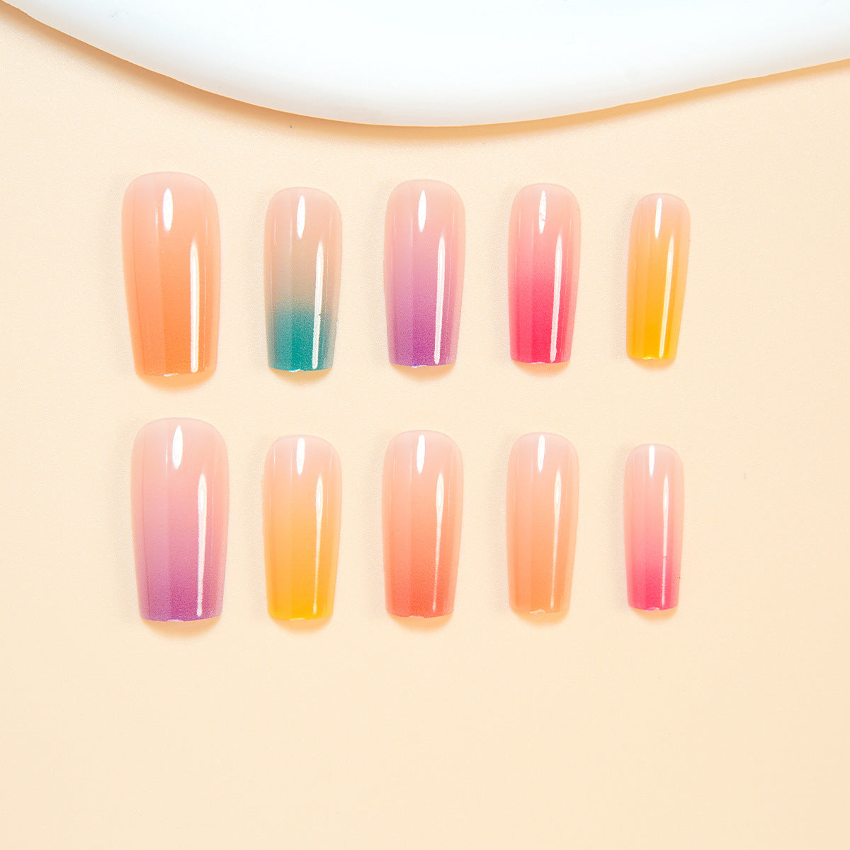24pcs/Set Rainbow Ombre Press-On Nails