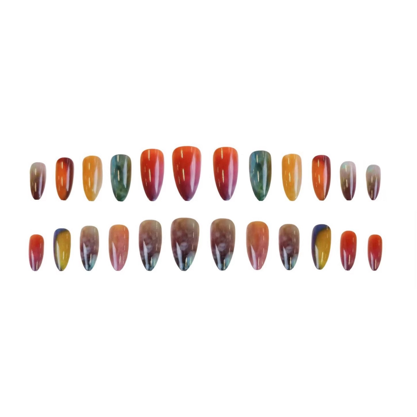 24pcs/Set Oil Paint Inspired Ombre Gradient Press On Nails