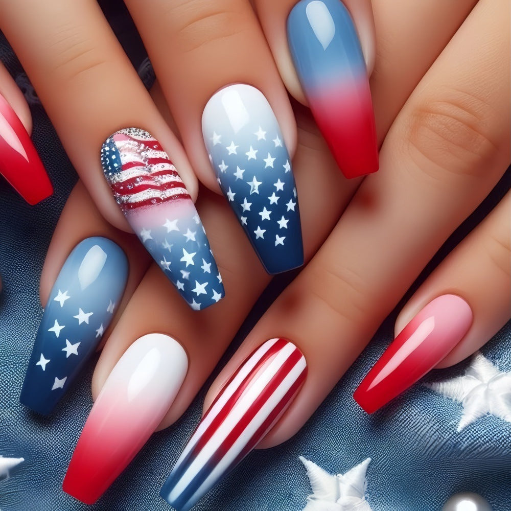 24pcs/Set Flag Stripes Press-On Nails