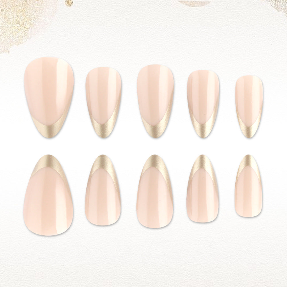 24pcs/Set Golden French Tips Press-On Nails