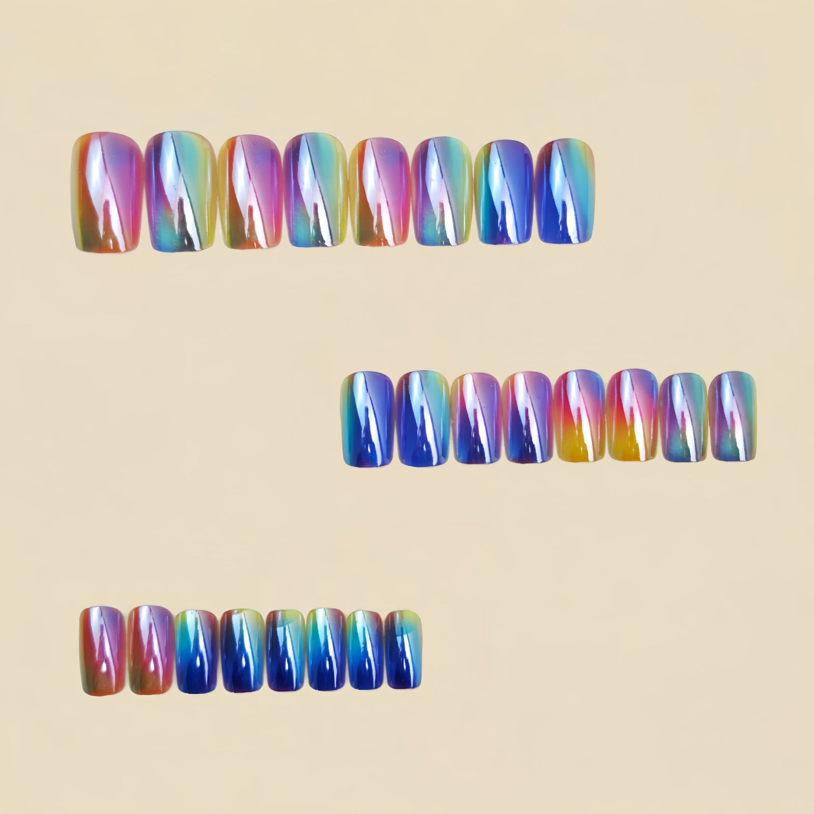 24pcs/Set Iridescent Chrome Press-On Nails