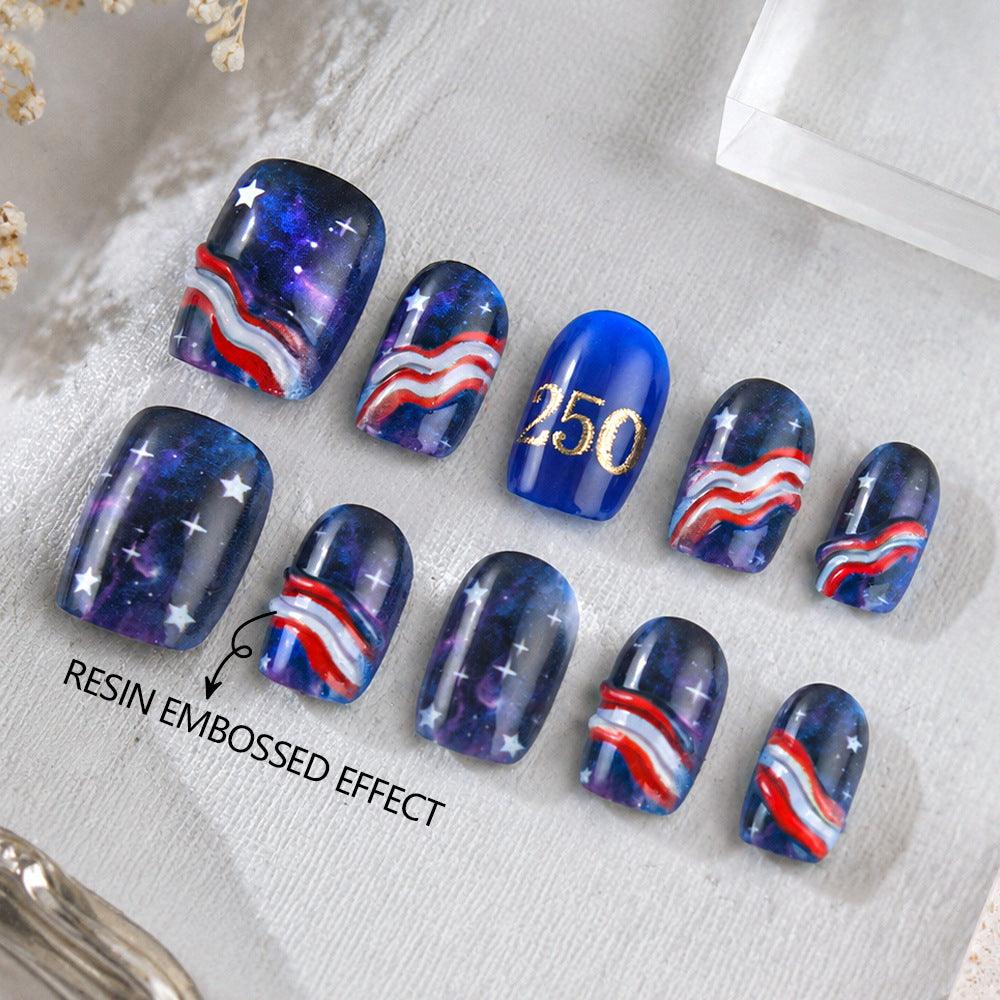 24pcs/Set Starry Waves Press-On Nails