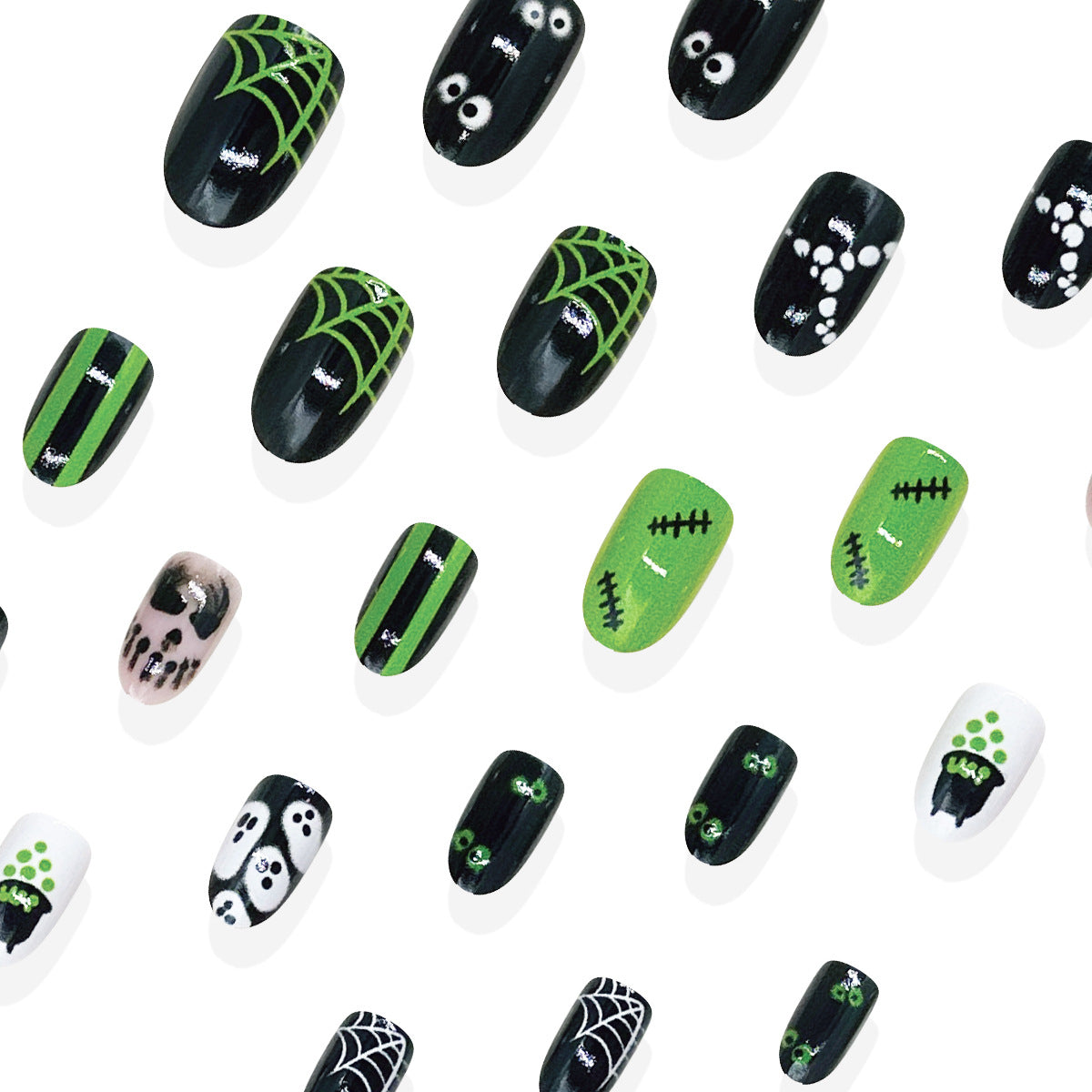 24pcs/Set Spooky Ghost Faces Press On Nails