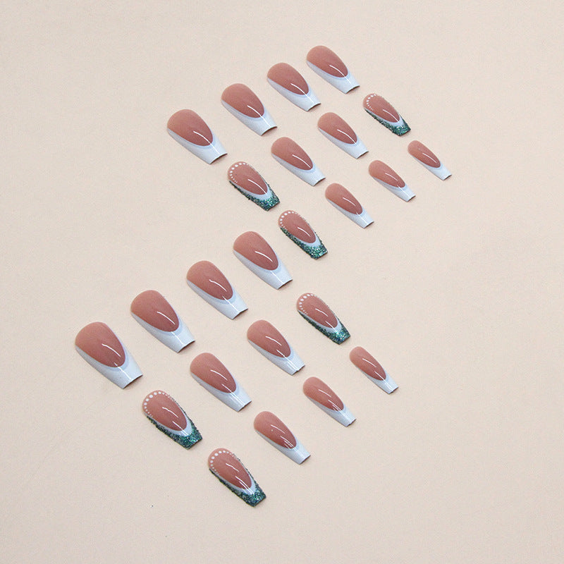 24pcs/Set Light Blue French Press-On Nails