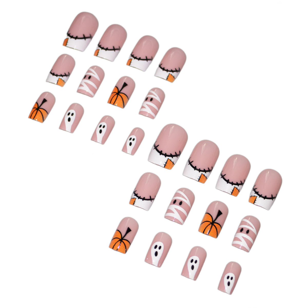 24pcs/Set Pumpkin Ghost French Press On Nails
