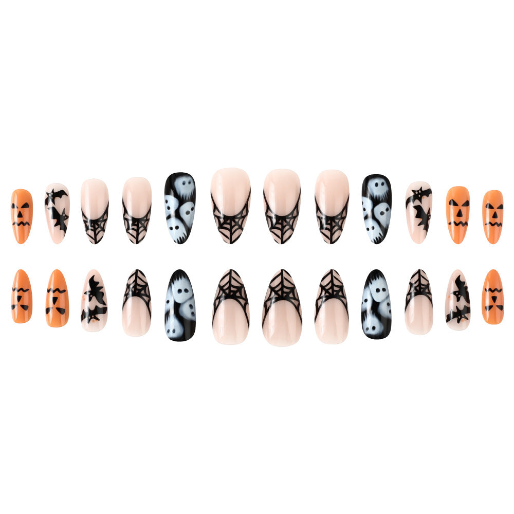 24pcs/Set Ghost Bat Pumpkin Press-On Nails
