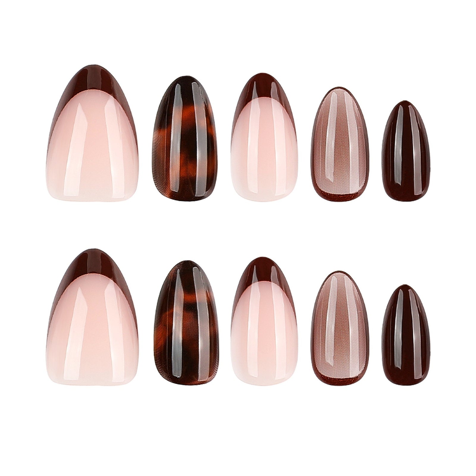 24pcs/Set Tortoiseshell Leopard French Press On Nails