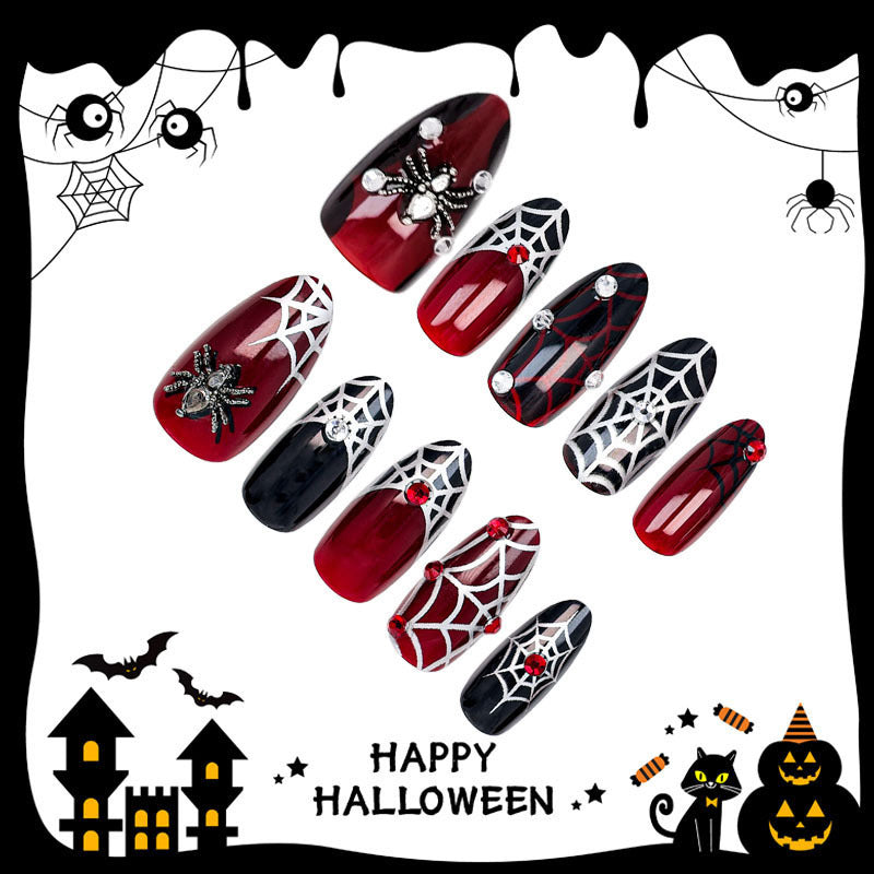 30pcs/Set 3D Spider & Spider Web Press-On Nails