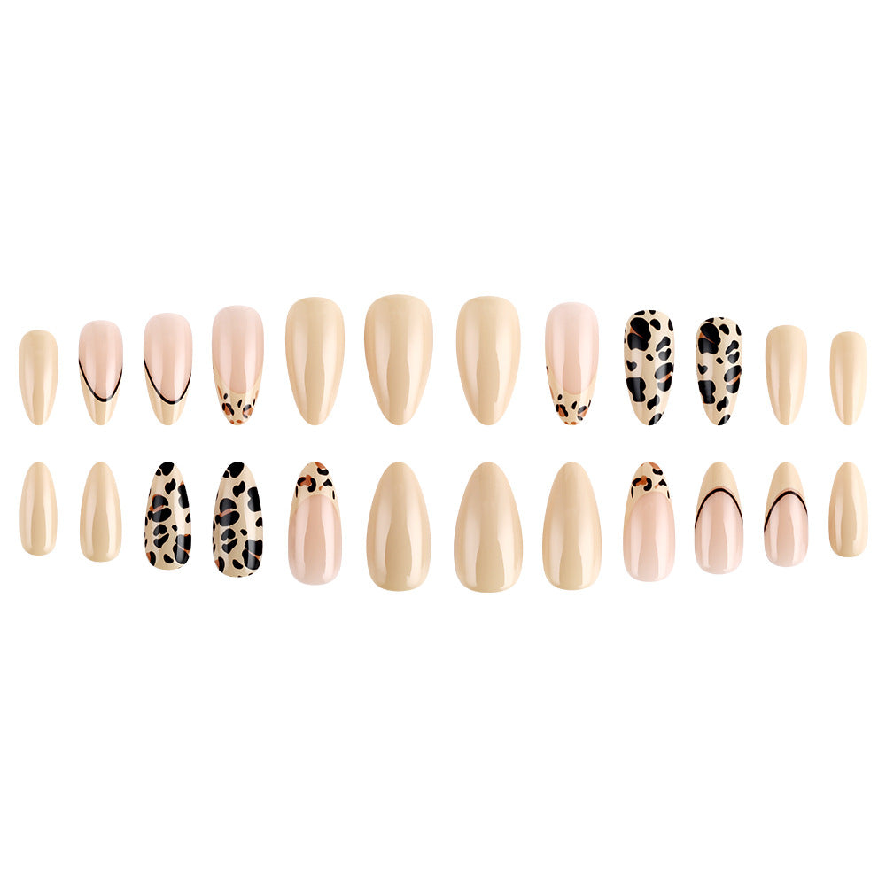 24pcs/Set French Leopard Press-On Nails