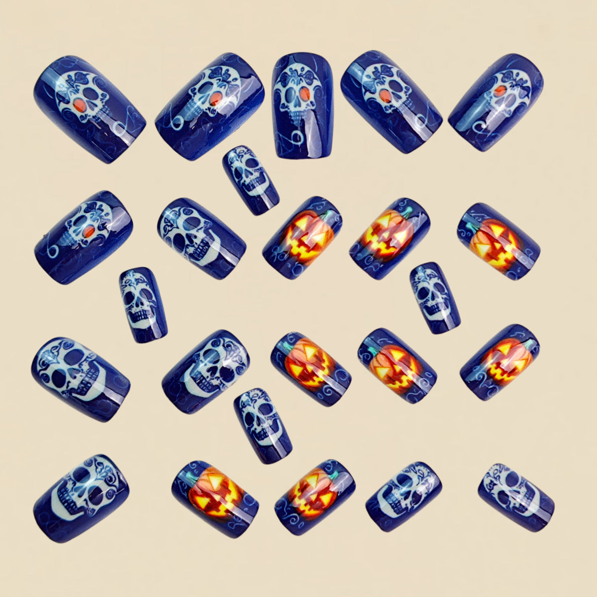 24pcs/Set Skull Pumpkin Press-On Nails