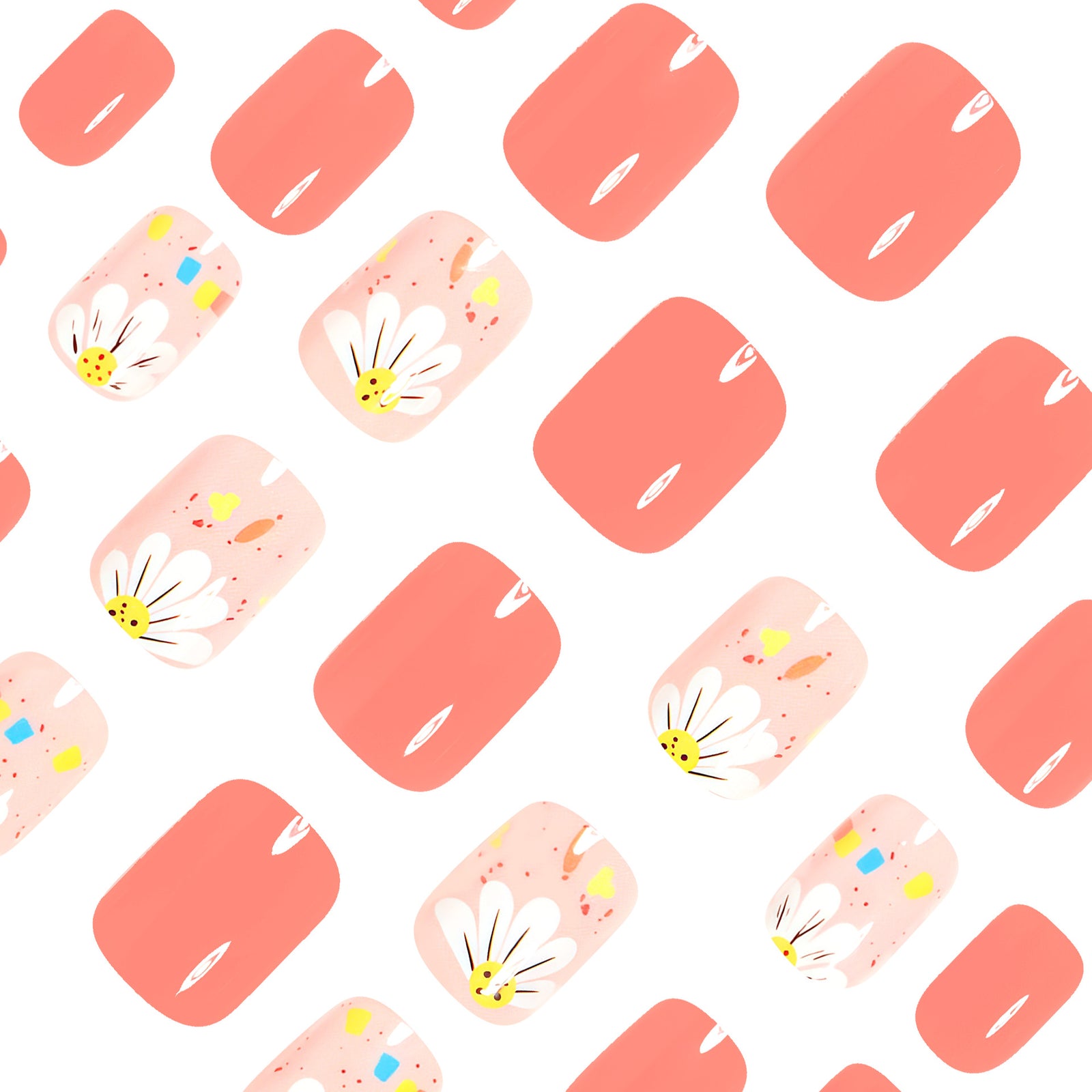 24pcs/Set White Floral Press-On Nails