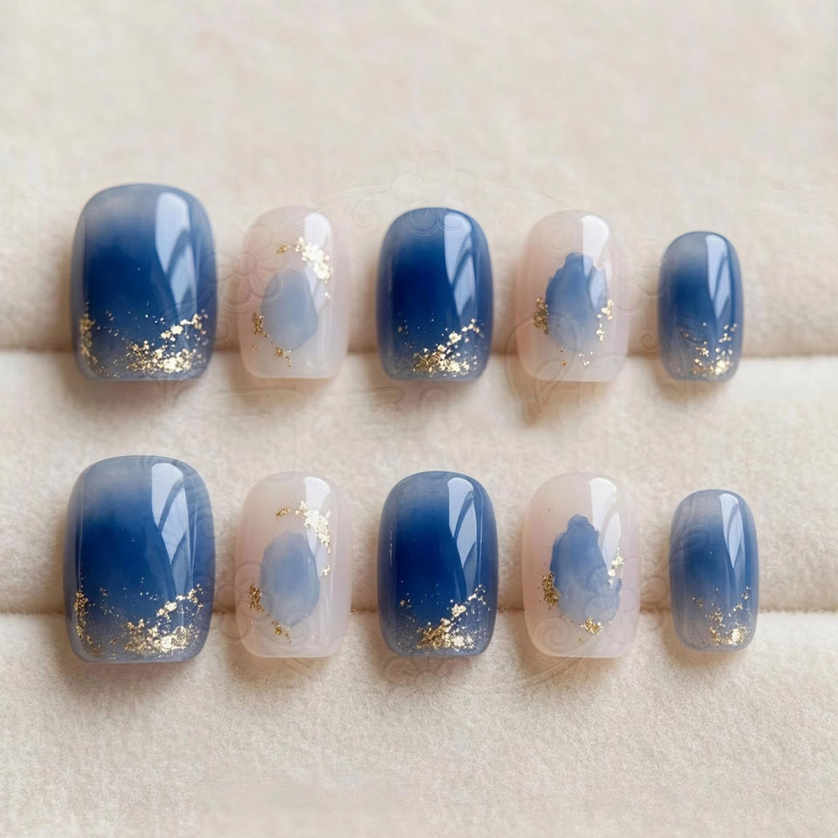 24pcs/Set Blue Ombre Press-On Nails
