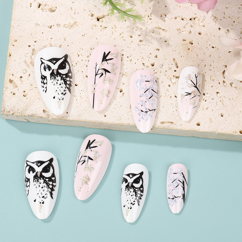 24pcs/Set Owl Press-On Nails