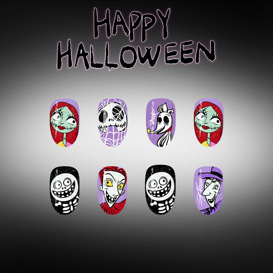 24pcs/Set Spider Web Witch & Skull Press-On Nails