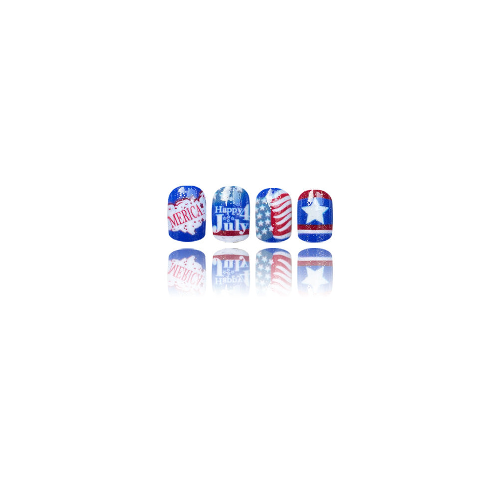 24pcs/Set Independence Day USA Typography, Flag & Stars Press-On Nails