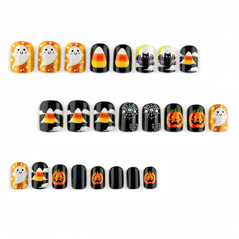 24pcs/Set Ghost, Pumpkin & Bat Press On Nails