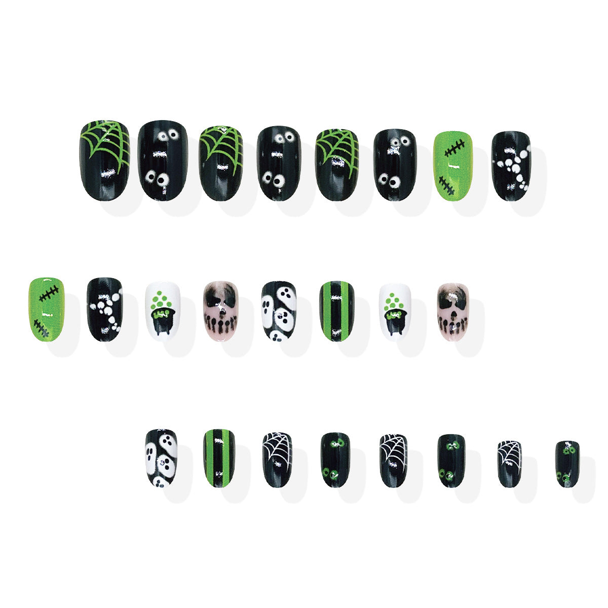 24pcs/Set Spooky Ghost Faces Press On Nails