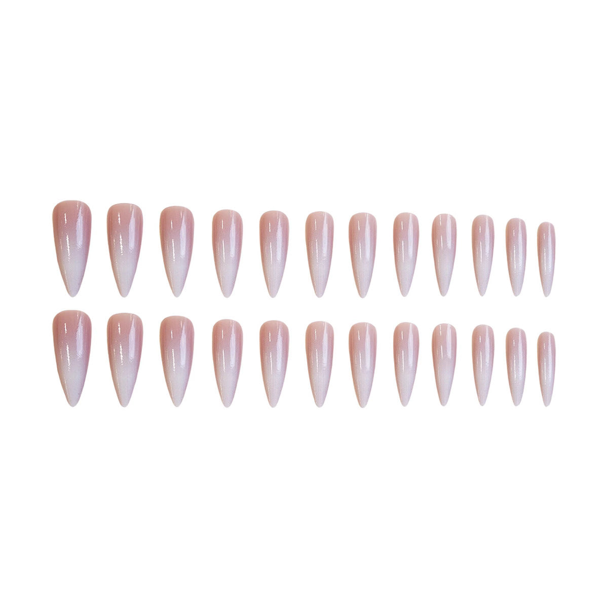 24pcs/Set White Ombre Long Press-On Nails