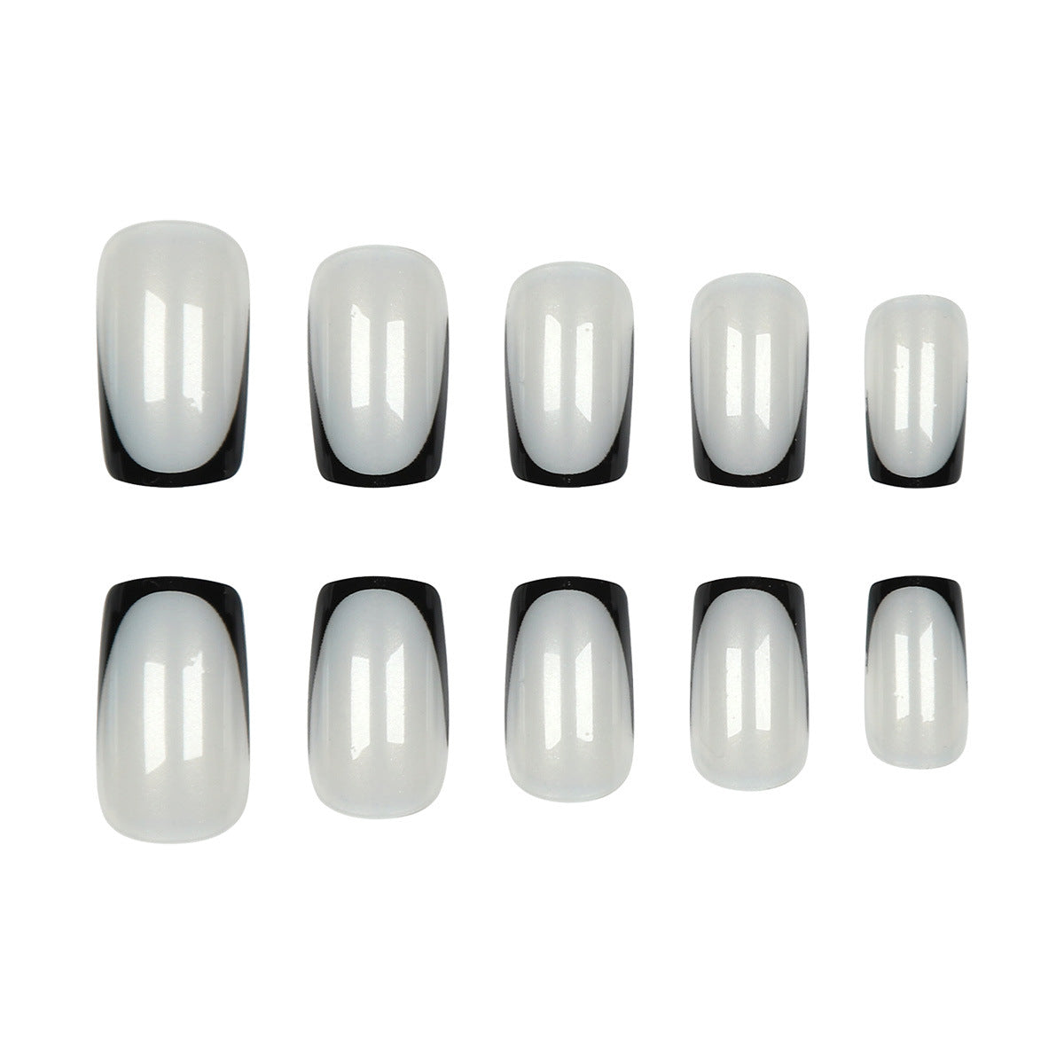 24pcs/Set Black-Edge French Press On Nails