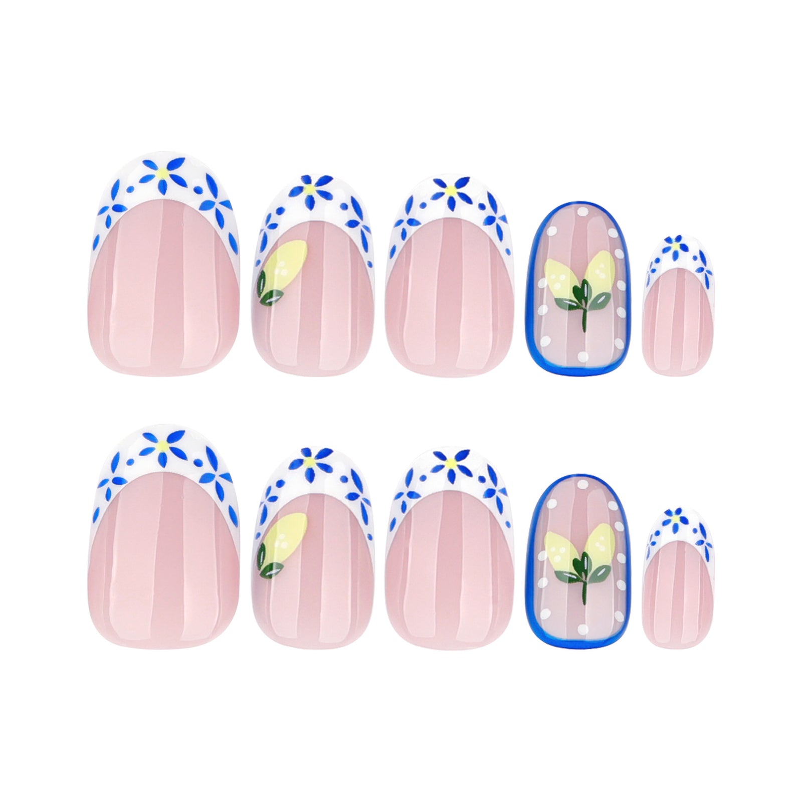 24pcs/Set French Lemon Press-On Nails