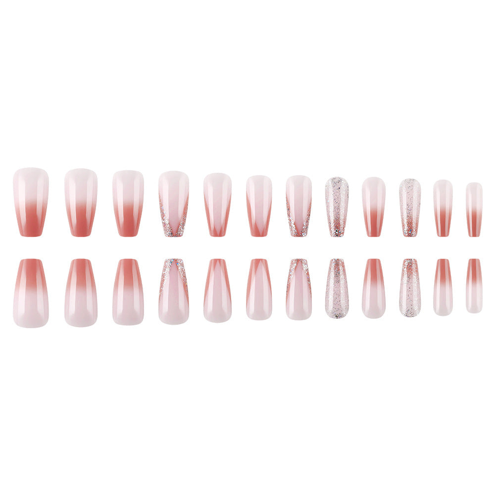 24pcs/Set Silver Glitter Press-On Nails